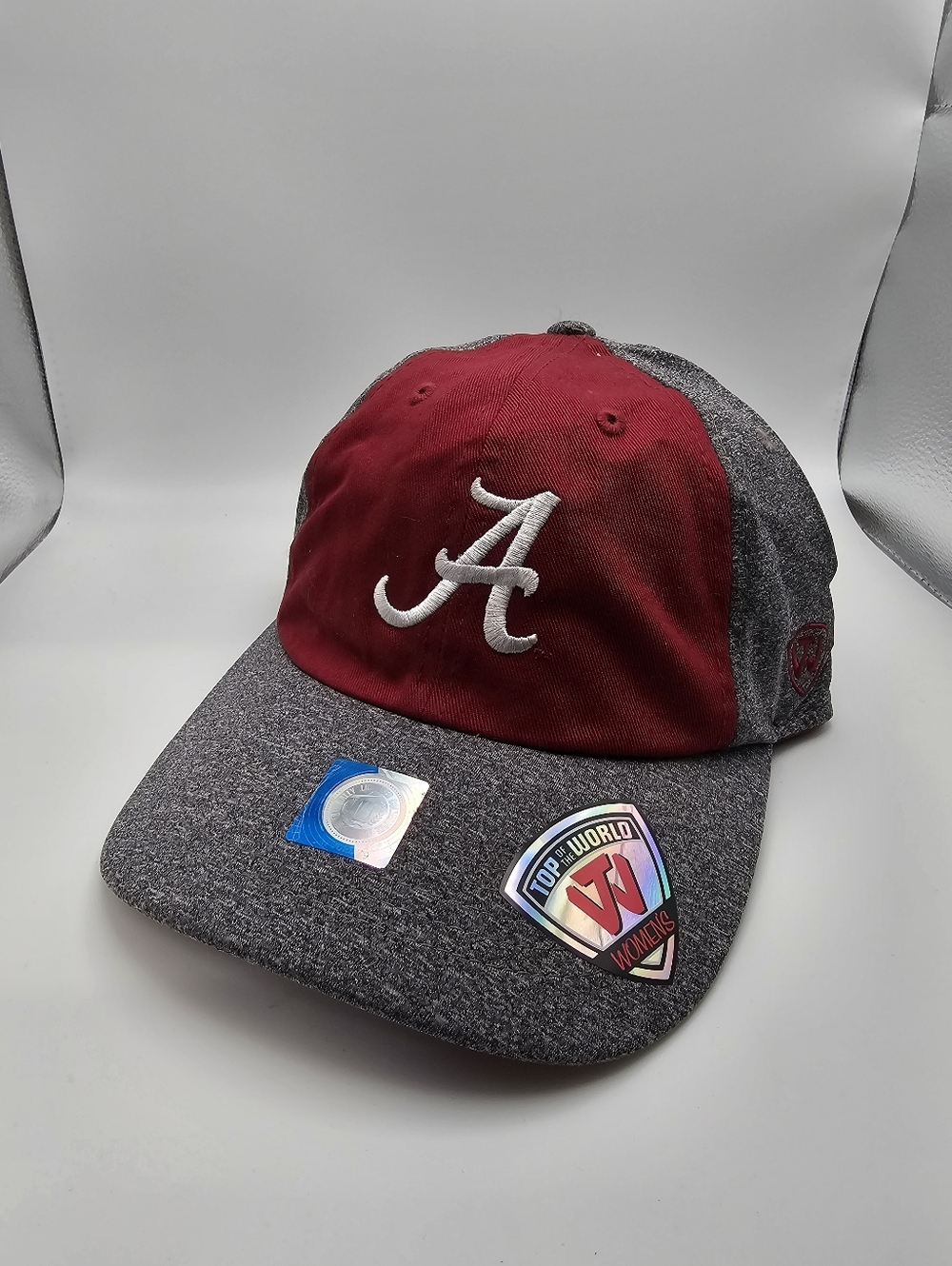 Embroidered 'A' Two-Tone Baseball Cap - Crimson & Heather Gray
